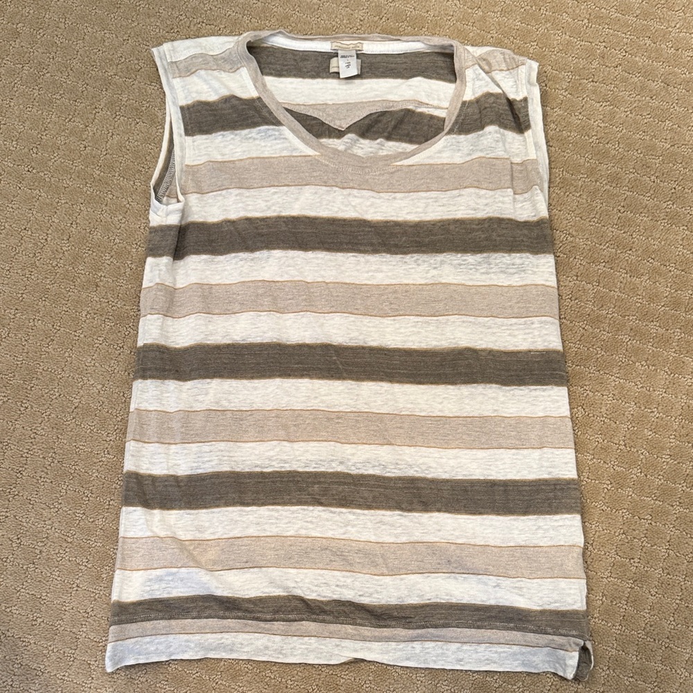 Massimo Alba Striped Muscle Tee - Gray and Tan